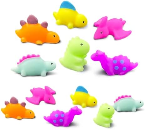 Nine neon mochi dinosaur squishy toys