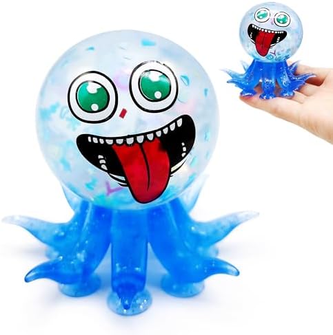 Funny googly face octopus squishy with water beads