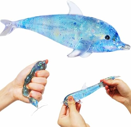 Blue glitter dolphin squishy stretchy slow rising squeeze toy