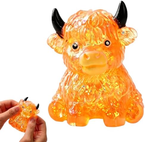 Glitter orange crystal highland cow squishy slow rising toy