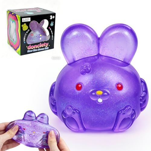 Big purple glitter bunny squishy slow rising squeeze toy
