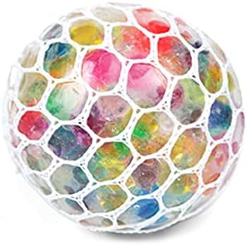 Mini rainbow bead mesh squishy ball desk stress fidget