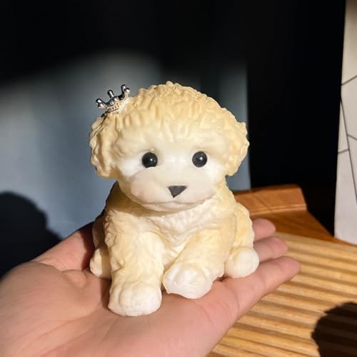 Cute cream poodle dog squishy wearing a crown