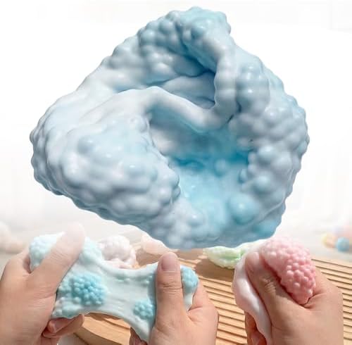 Blue jumbo marshmallow squishy slow rising moldable stress ball