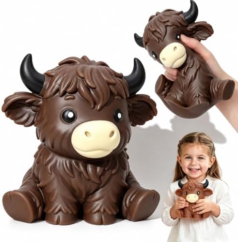 Jumbo brown highland cow squishy slow rising squeeze toy