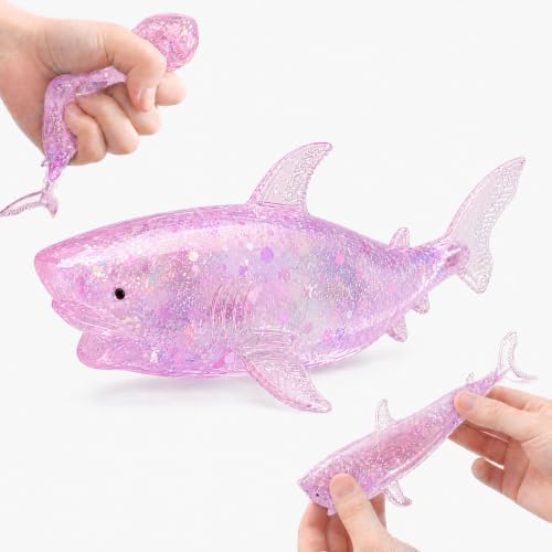 Purple glitter shark squishy squeeze sugar ball