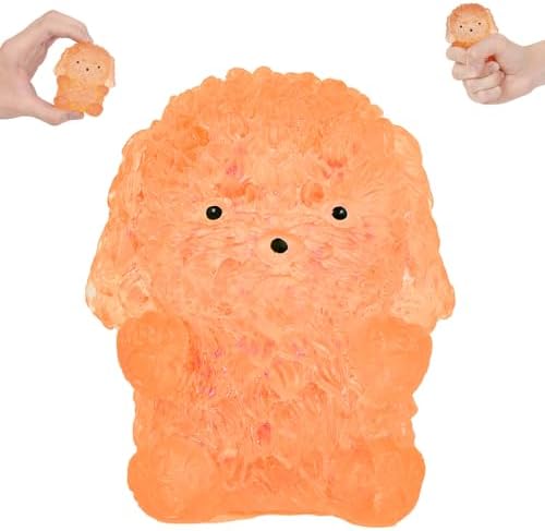 Orange glitter poodle dog squishy stress ball