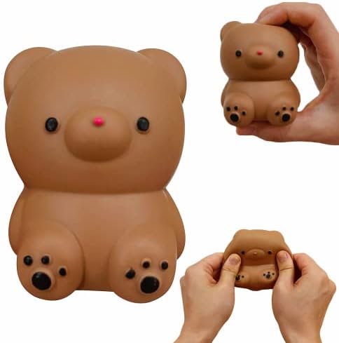 Soft brown mochi bear squishy squeeze stress relief toy