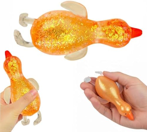 Orange glitter duck squishy with amber sparkles