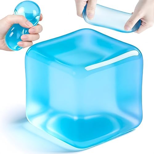 Jumbo clear blue ice cube squishy jelly slow rising toy