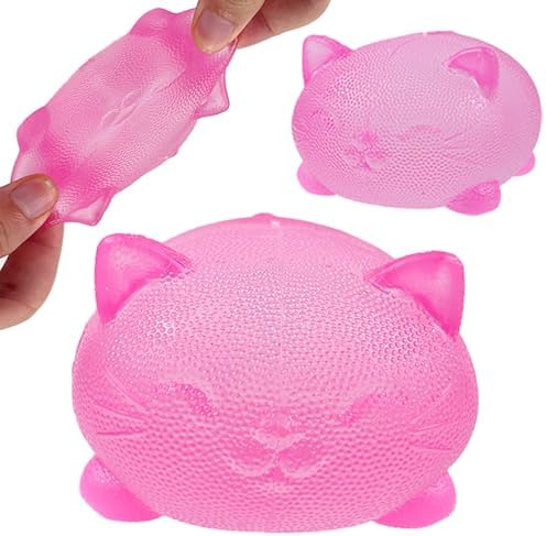 Pink bead-filled jelly cat squishy soft squeeze fidget toy