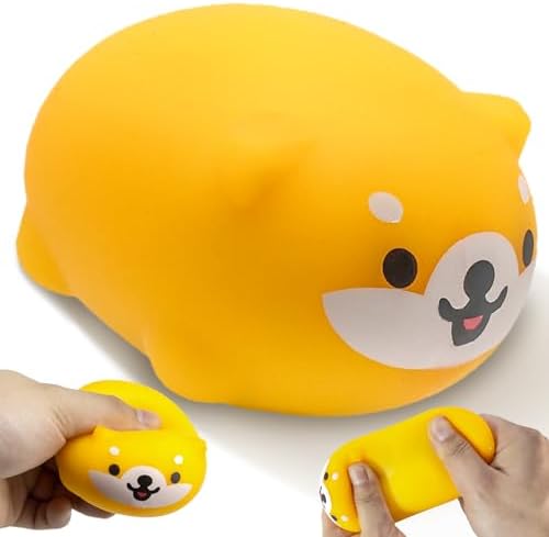 Bright orange chubby Shiba mochi dog squishy