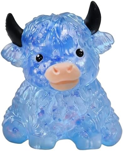 Sky blue glitter highland cow squishy