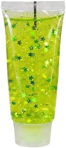 Neon lime green jam tube squishy packed with star glitter
