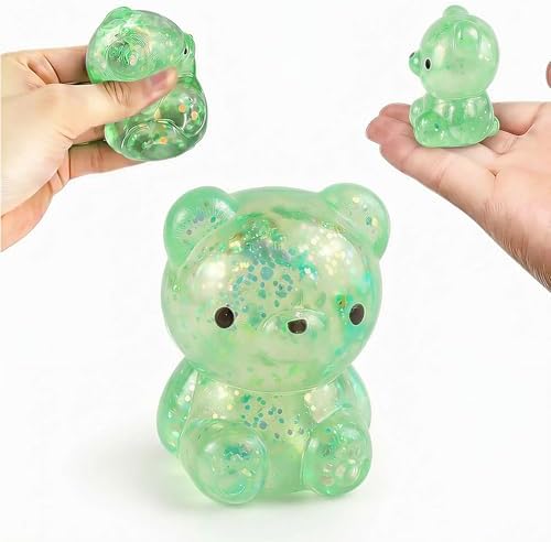 Green glitter kawaii mini bear squishy slow rising toy