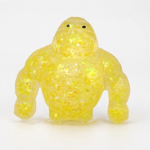 Yellow glitter monkey squishy squeeze ball