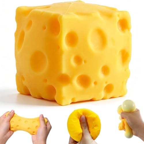 Cheddar cheese squishy cube with realistic holes