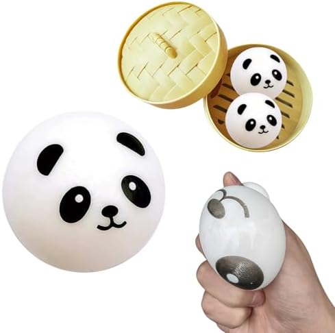 Panda dumpling squishy two pack with a bamboo steamer