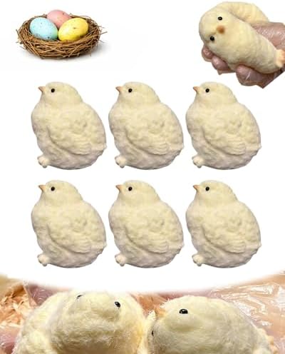 Easter chick squishy 6 pack, soft fuzzy squeeze stress toys