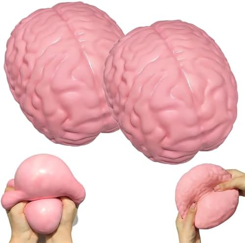 2 pack jumbo pink brain squishy slow rising stress balls