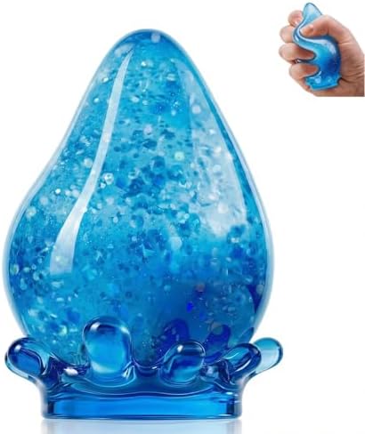Blue glitter water drop squishy stress ball squeeze toy