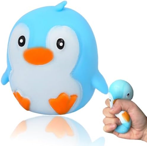 Blue penguin squishy soft slow rising squeeze stress toy