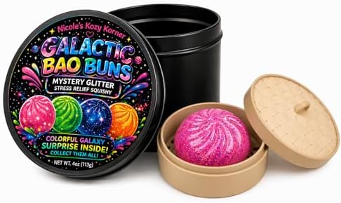 Colorful galaxy squishy ball bao bun dumpling squishies in steamers