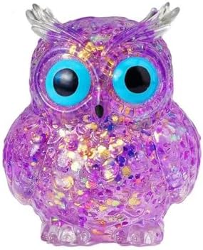 Purple glitter owl squishy slow rising squeeze sensory toy