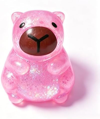 Pink glitter capybara squishy slow rising squeeze fidget toy