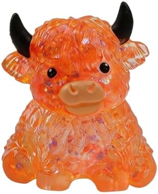 Orange glitter highland cow squishy slow rising squeeze toy
