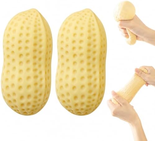 Peanut squishy stress ball slow rising squeeze relief toy 2 pcs