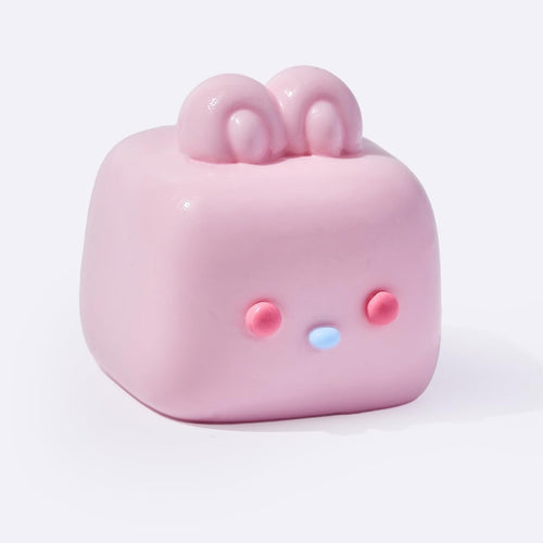 Pink cube mochi bunny squishy slow rising fidget toy