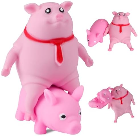 Two pack pink pig squishy squeeze stress toys