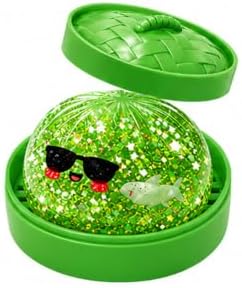 Green glitter shark squishy dumpling bun in steamer