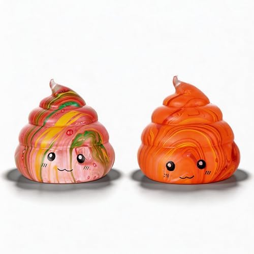 Orange and red marble swirl poop squishy 2 pack squeeze toy