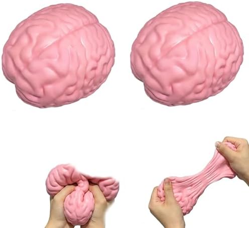 Stress ball brain squishy set soft pink squeeze fidget 2 pack