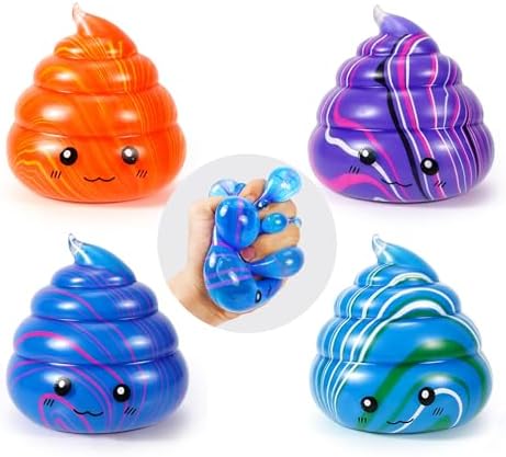 4 pack marble swirl poop squishy slow rising stress toys