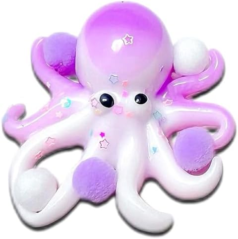 Purple octopus squishy with pom pom legs and a cute face