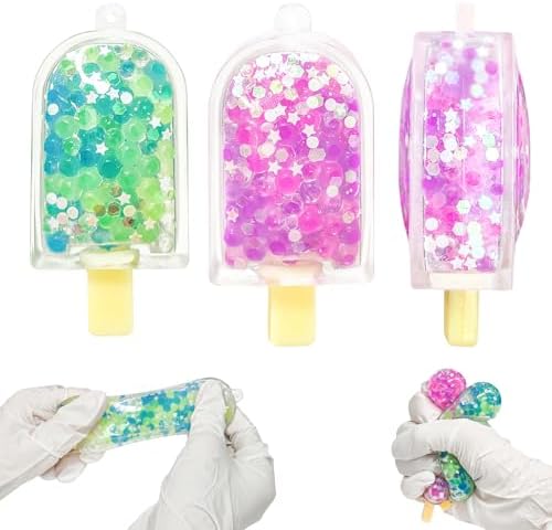 Three pack water bead ice cream squishy popsicles