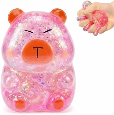 Pink capybara squishy glitter slow rising squishy toy for kids