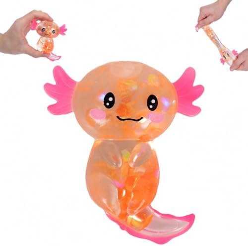 Sequin orange axolotl squishy sparkly squeeze fidget