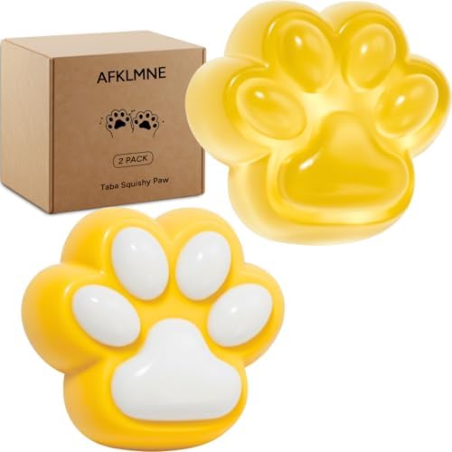 Two yellow cat paw squishies clear and matte