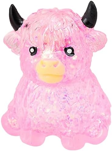 Mini pink glitter highland cow squishy pocket sensory toy