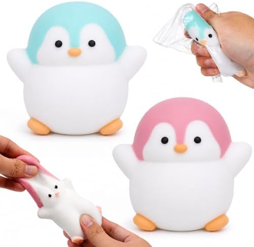 2 pack mint pink penguin squishy slow rising squeeze toy