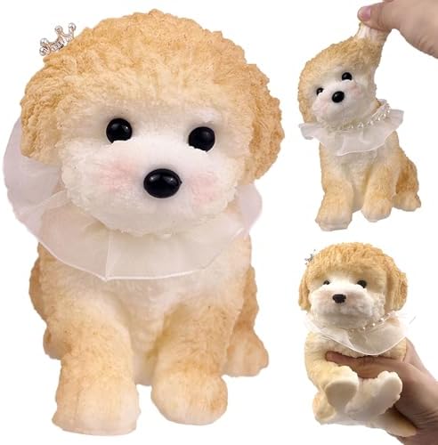 Apricot poodle dog squishy with crown and lace collar