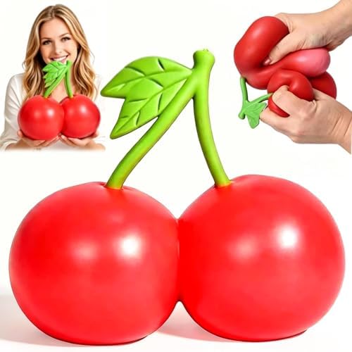 Pink cherry squishy giant squeeze fidget stress relief toy