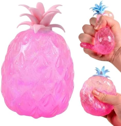 Pink glitter pineapple squishy sensory fidget toy