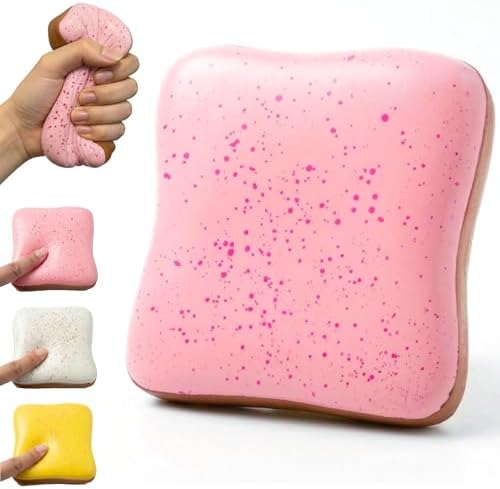 Kawaii pink speckled toast bread squishy slow rising toy