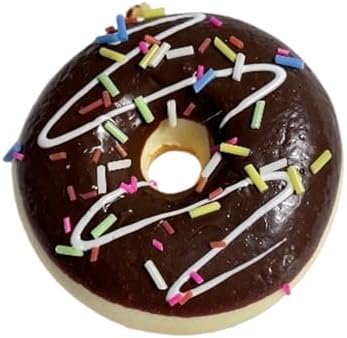 Realistic chocolate frosted donut squishy with rainbow sprinkles