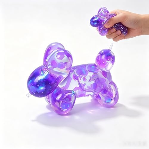 Purple glitter balloon dog squishy with water beads